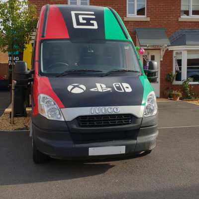 Gaming Squad party outside customers home